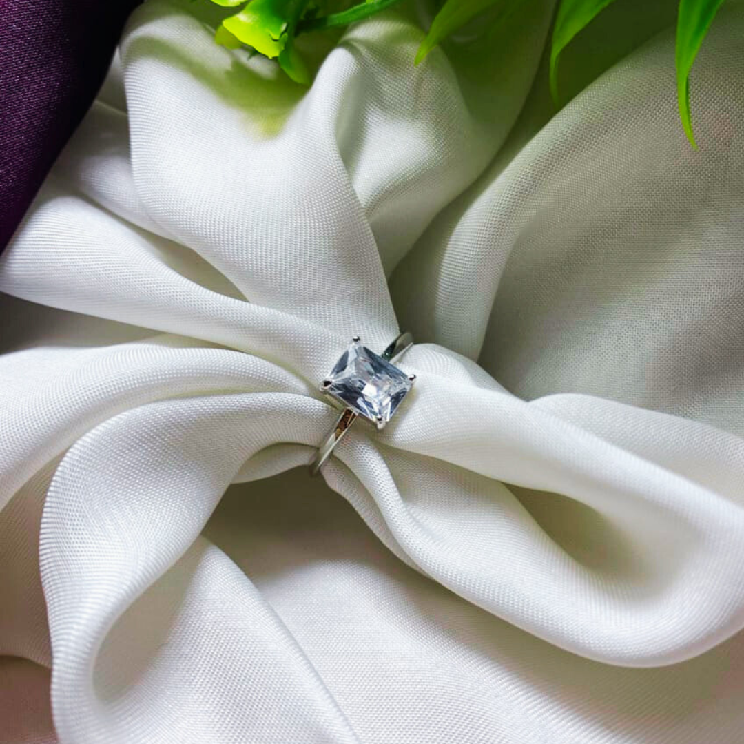 Silver Plates American Diamond Stones ring